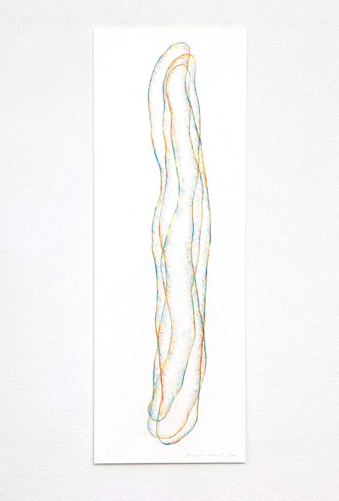 „Transparent", 2018, 5-teilig, Farbstift auf Papier, 100 x 35 cm, Blatt 2