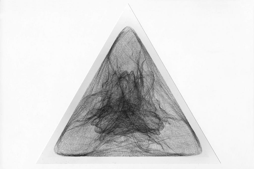 „Dreiklang“, 1993, Bleistift auf Papier, Seitenlänge 112 cm