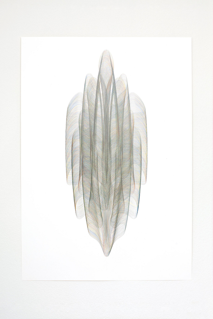 Aus der Serie «Onduliert», 2021, Farbstift und Bleistift auf Papier, 100 x 70 cm