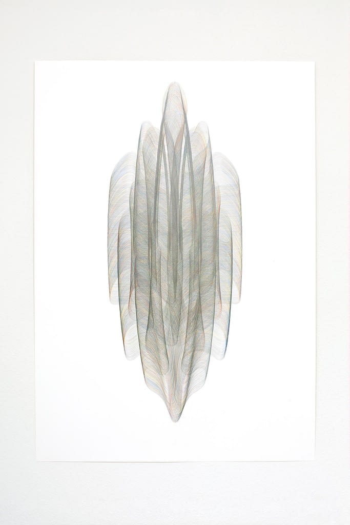 Aus der Serie «Onduliert», 2021, Farbstift und Bleistift auf Papier, 100 x 70 cm