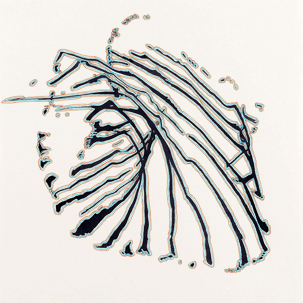Aus der Werkgruppe „Spuren“ 2020/2021, Tusche und Filzstift auf Papier, 30 x 30 cm