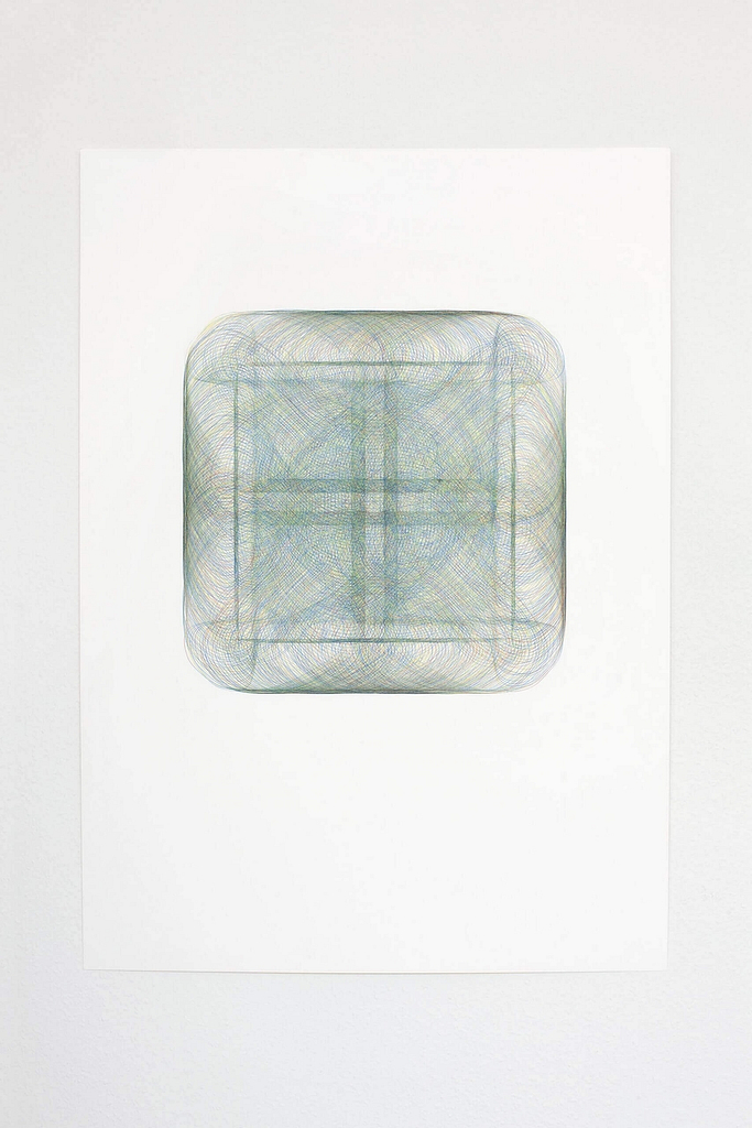 Aus der Serie „Überkreuz“ 2022, Farbstift auf Papier, 70 x 50 cm
