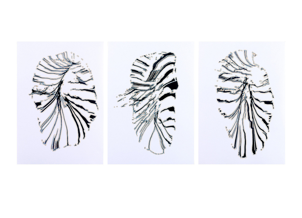 Auswahl aus der Werkgruppe «Zeichen», 2020, Tusche und Filzstift auf Papier, 42 x 29.7 cm