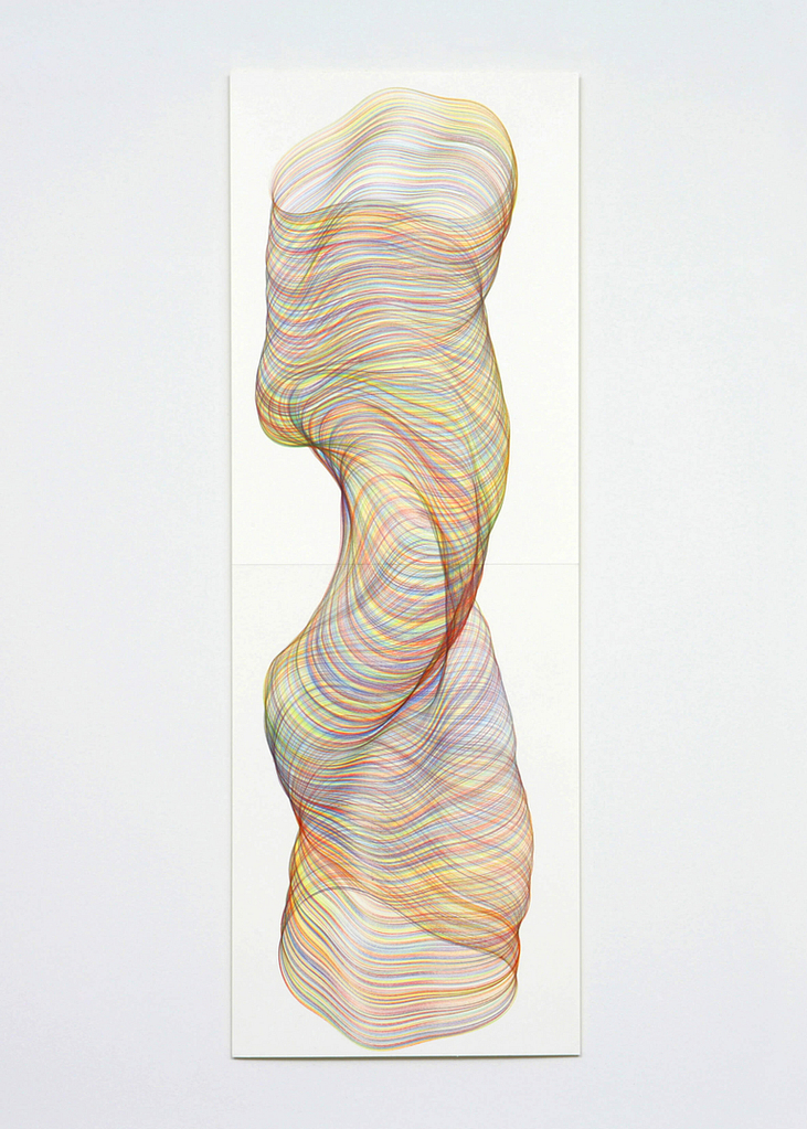 „Drehmomente“, 2009, Farbstift auf Papier, 118.8 x 42 cm, Blatt 5