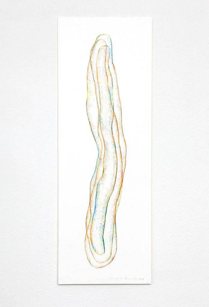 „Transparent", 2018, 5-teilig, Farbstift auf Papier, 100 x 35 cm, Blatt 3