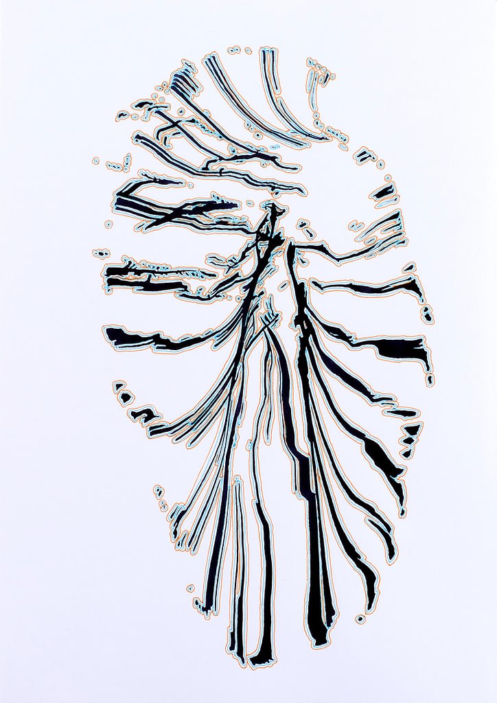 Aus der Werkgruppe «Zeichen», 2020, Tusche und Filzstift auf Papier, 42 x 29.7 cm