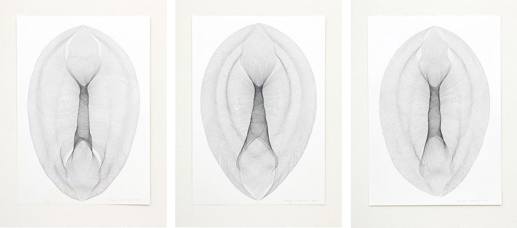 Auswahl aus der Serie „Ursprünge", 2018, Bleistift auf Papier, je 84 x 59.4 cm