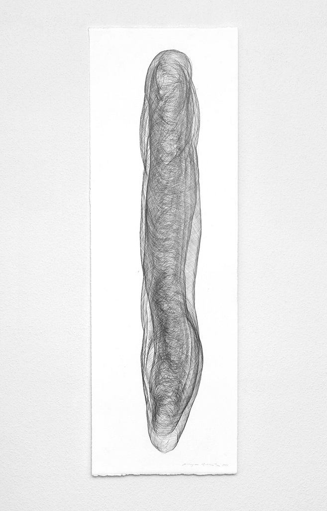 Aus der Serie „Umhüllt", 2018, Bleistift auf Büttenpapier, 120 x 40.2 cm
