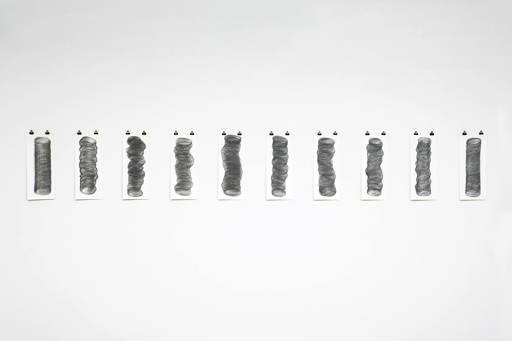 „Pillars“, 2006, Bleistift auf Papier, je 50 x 20 cm