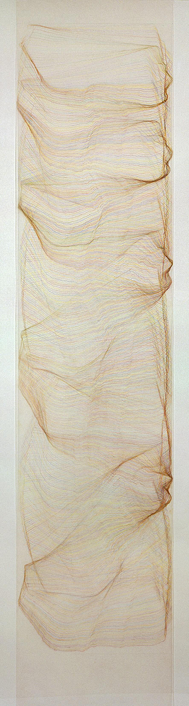 „Steinsäule II“, 1992, Farbstift auf Transparentpapier, 140 x 35 cm