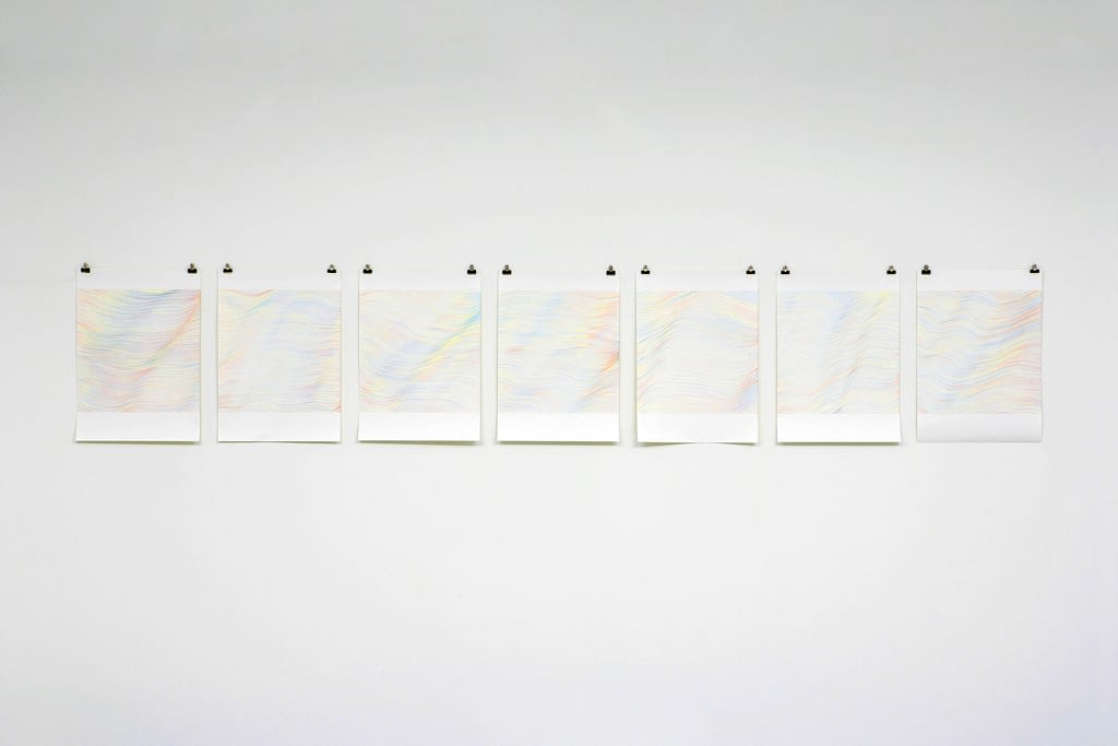 „Wellenmeer“, 2007, 7-teilig, Farbstift auf Papier, 59.4 x 42 cm, Blatt 3