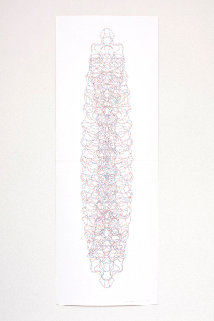 Aus der Serie «Tragend», 2021, Filzstift auf Papier, 168.2 x 42 cm