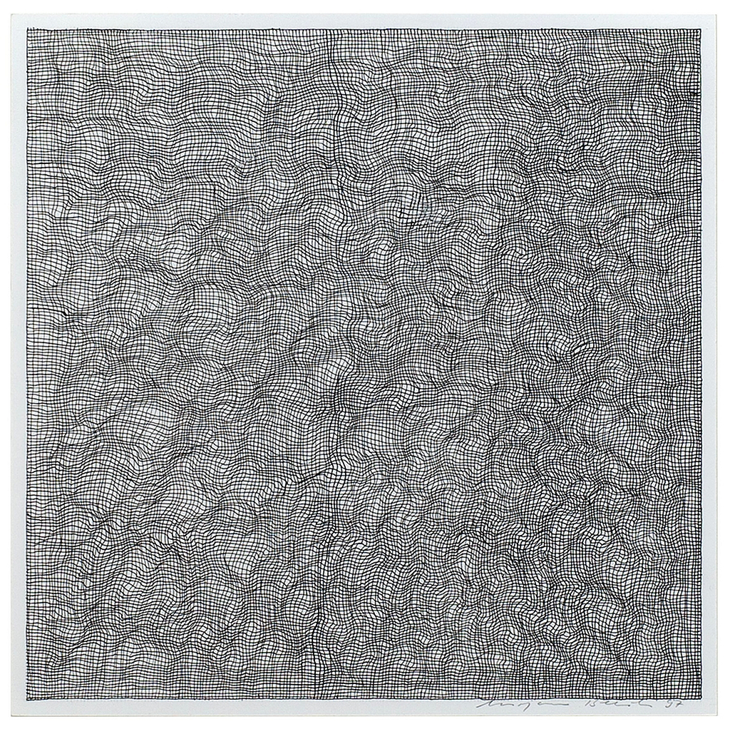 Aus der Serie „Kreuzsee“, 1997, Tusche auf Papier, 36.5 x 35.5 cm