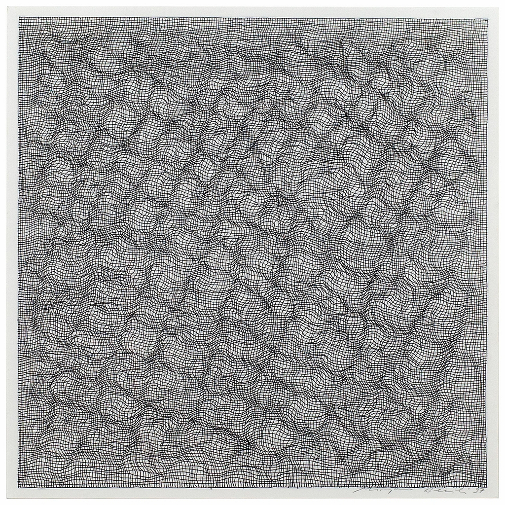 Aus der Serie „Kreuzsee“, 1997, Tusche auf Papier, 36.5 x 35.5 cm