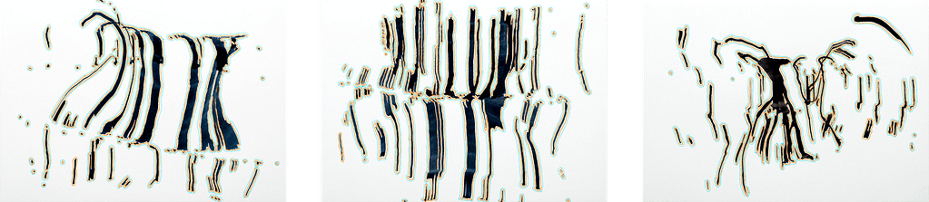 Auswahl aus der Werkgruppe „Momente“, 2020, Tusche und Filzstift auf Papier, je 21 x 29.7 cm