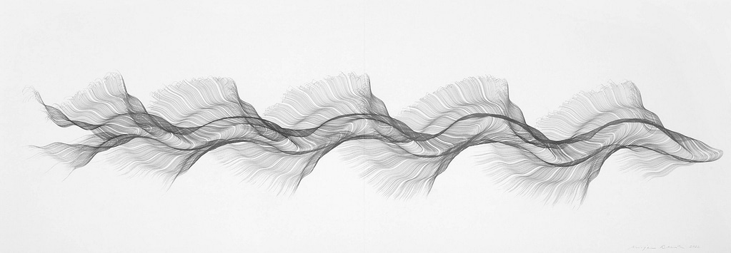 Aus der Werkgruppe „Gefiedert“, 2022, Bleistift auf Papier, 59.4 x 168.2 cm