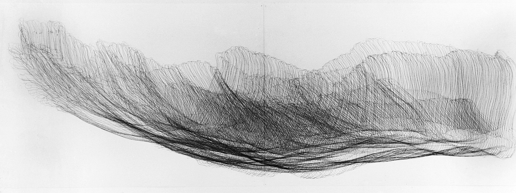 „Zwölfender I“, 1993, Bleistift auf Papier, je 59.5 x 168 cm