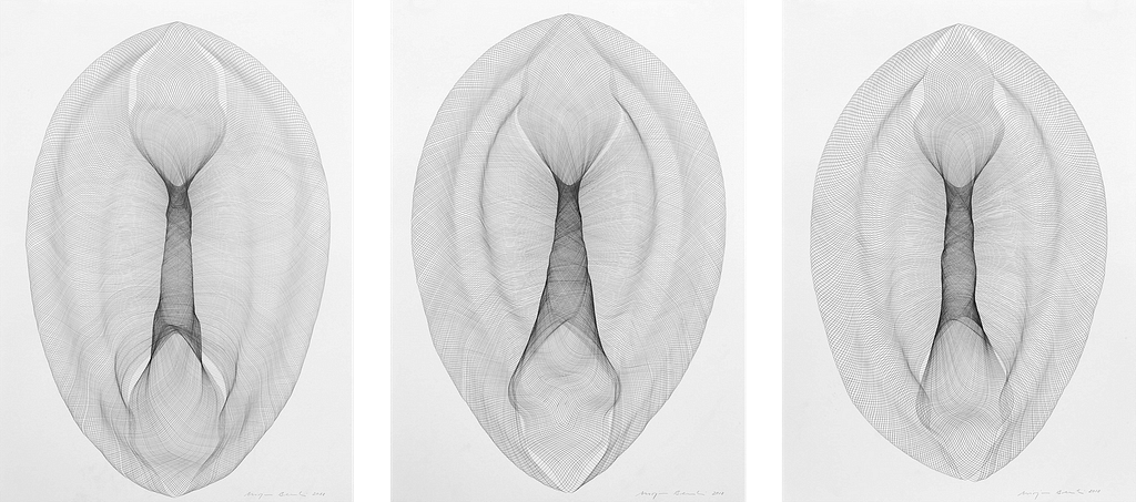 Auswahl aus der Serie „Ursprünge", 2018, Bleistift auf Papier, je 84 x 59.4 cm