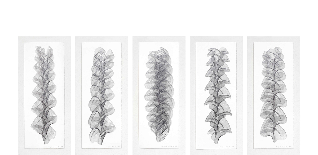 Serie „Wechselweise“, 2019, Bleistift auf Büttenpapier, je 75.5 x 28.5 cm