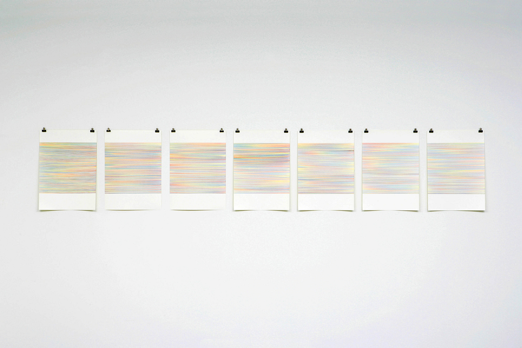 „Farbenmeer I“, 2007, Farbstift auf Papier, 7-teilig, je 59.4 x 42 cm