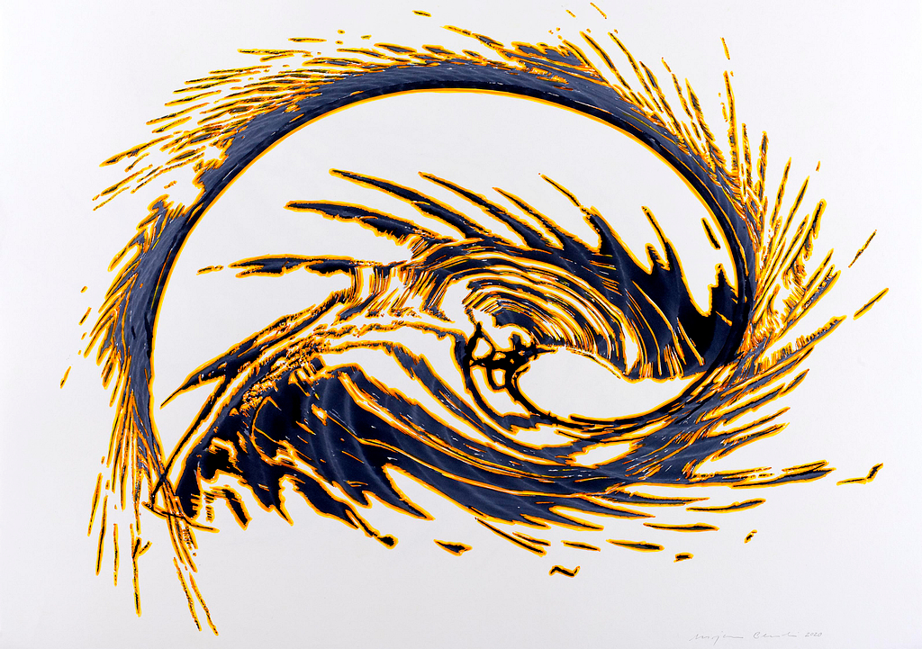 Aus der Serie «Drachen», 2020, Tusche und Filzstift auf Papier, 59.4 x 84.1 cm