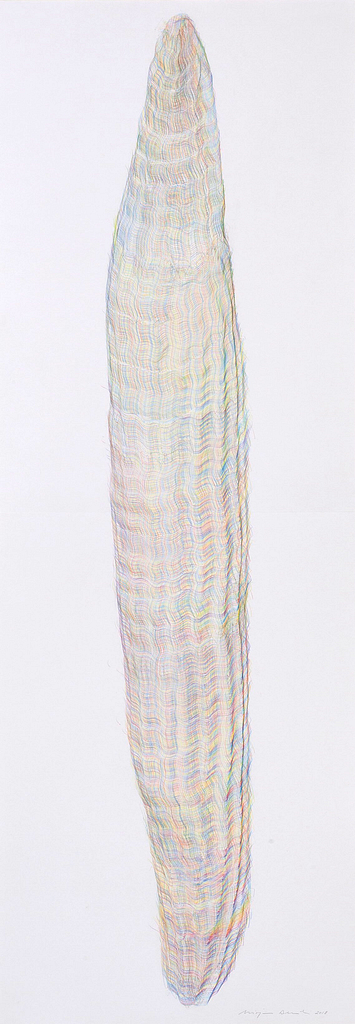 Aus der Serie „Farbkörper“, 2019, Farbstift auf Papier, 168.2 x 59.4 cm