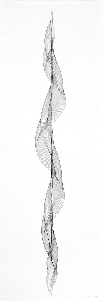 Aus der Serie „Fliessend I“, 2019, Bleistift auf Papier, 168.2 x 59.4 cm