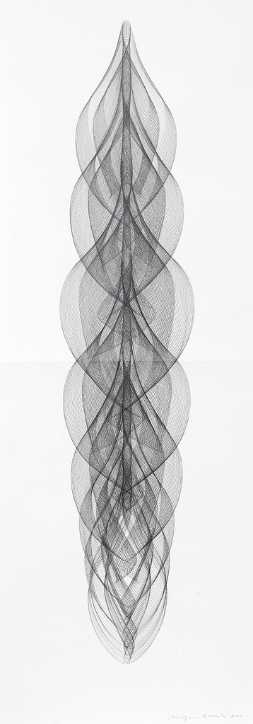 Aus der Werkgruppe „Zentriert", 2018, Bleistift auf Papier, 168.2 x 59.4 cm
