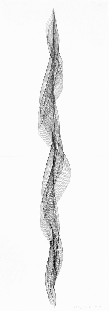 Aus der Serie „Fliessend I“, 2019, Bleistift auf Papier, 168.2 x 59.4 cm