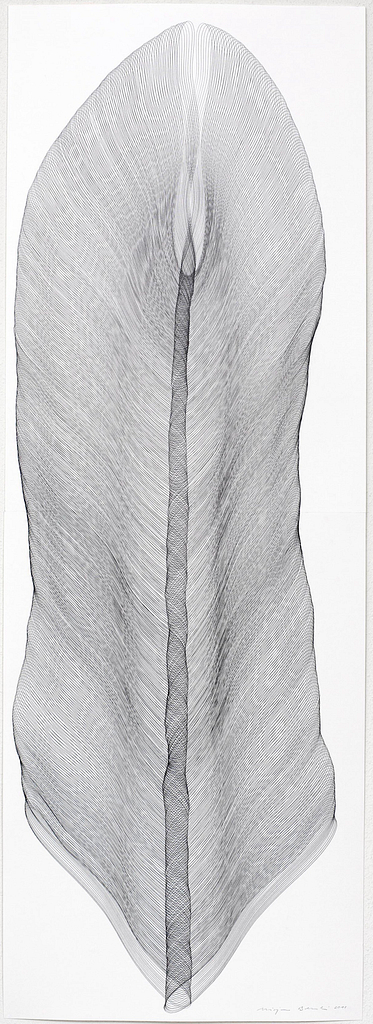 Aus der Werkgruppe „Wanderfeder", 2011, Bleistift auf Büttenpapier, 168.2 x 59.4 cm