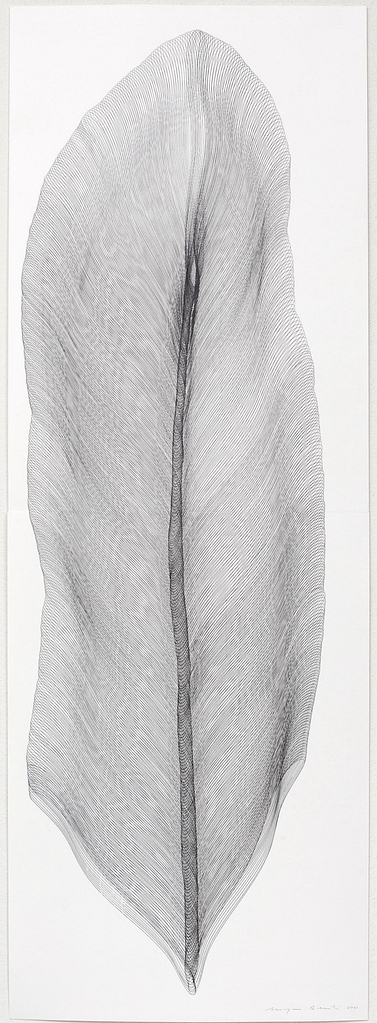 Aus der Werkgruppe „Wanderfeder", 2011, Bleistift auf Büttenpapier, 168.2 x 59.4 cm