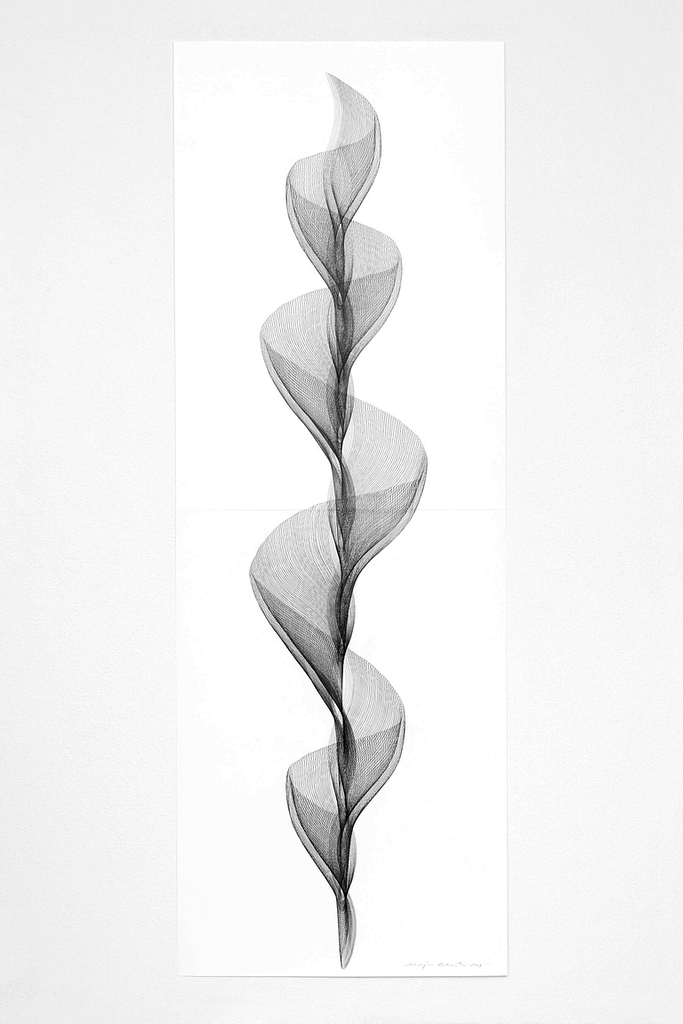Aus der Serie „Beschwingt“, 2019, Bleistift auf Papier, 168.2 x 59.4 cm
