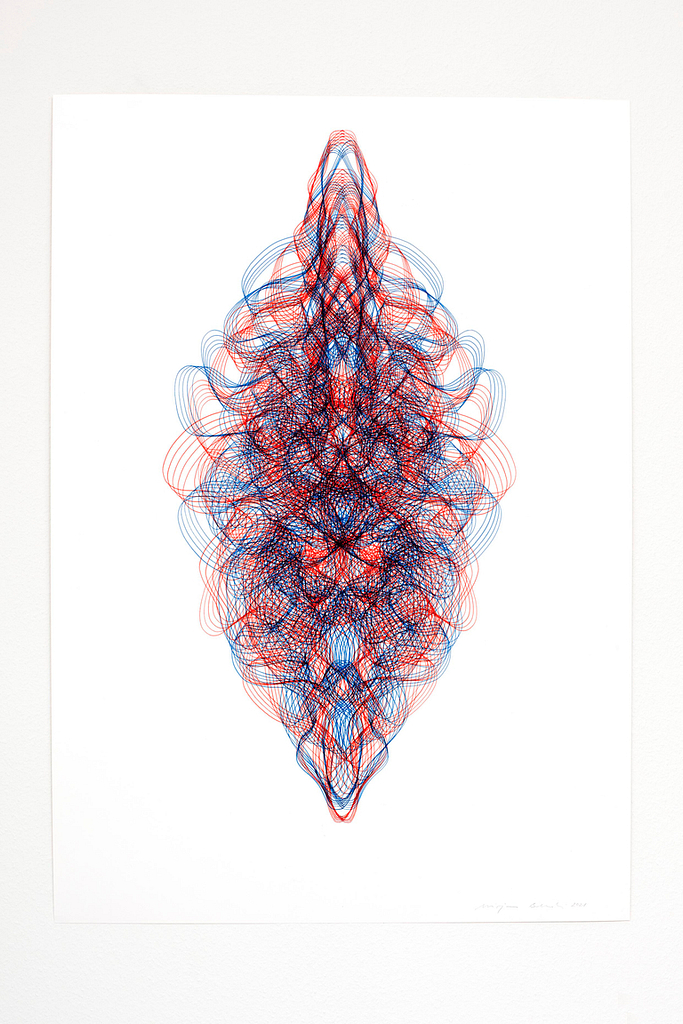 Aus der Serie «Rot-Blau», 2021, Filzstift auf Papier, 100 x 70 cm