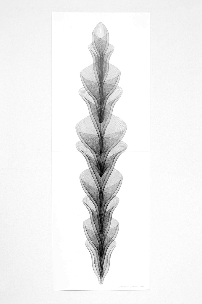 Aus der Werkgruppe „Aufrecht“, 2019, Bleistift auf Papier, 168.2 x 59.4 cm