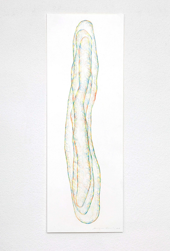 „Transparent", 2018, 5-teilig, Farbstift auf Papier, 100 x 35 cm, Blatt 1