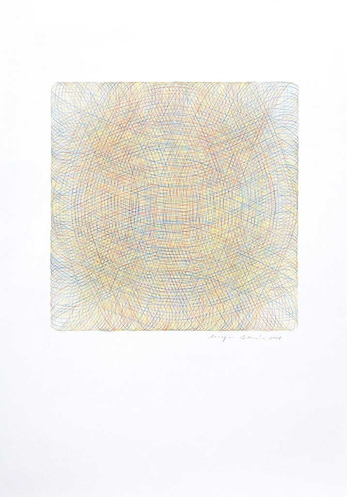 Aus der Werkgruppe „Annäherung", 2018, Farbstift auf Papier, 84 x 59.4 cm