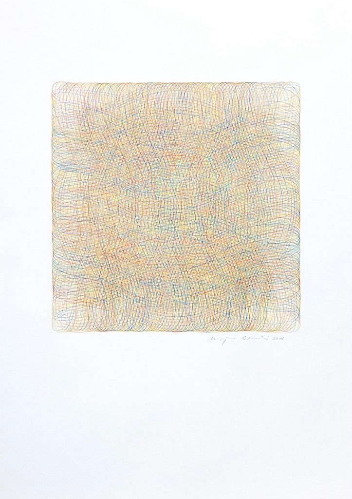 Aus der Werkgruppe „Annäherung", 2018, Farbstift auf Papier, 84 x 59.4 cm