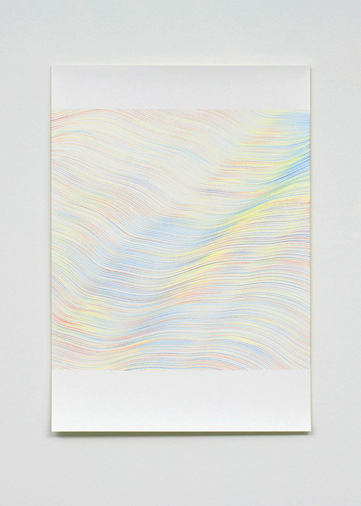„Wellenmeer“, 2007, 7-teilig, Farbstift auf Papier, je 59.4 x 42 cm
