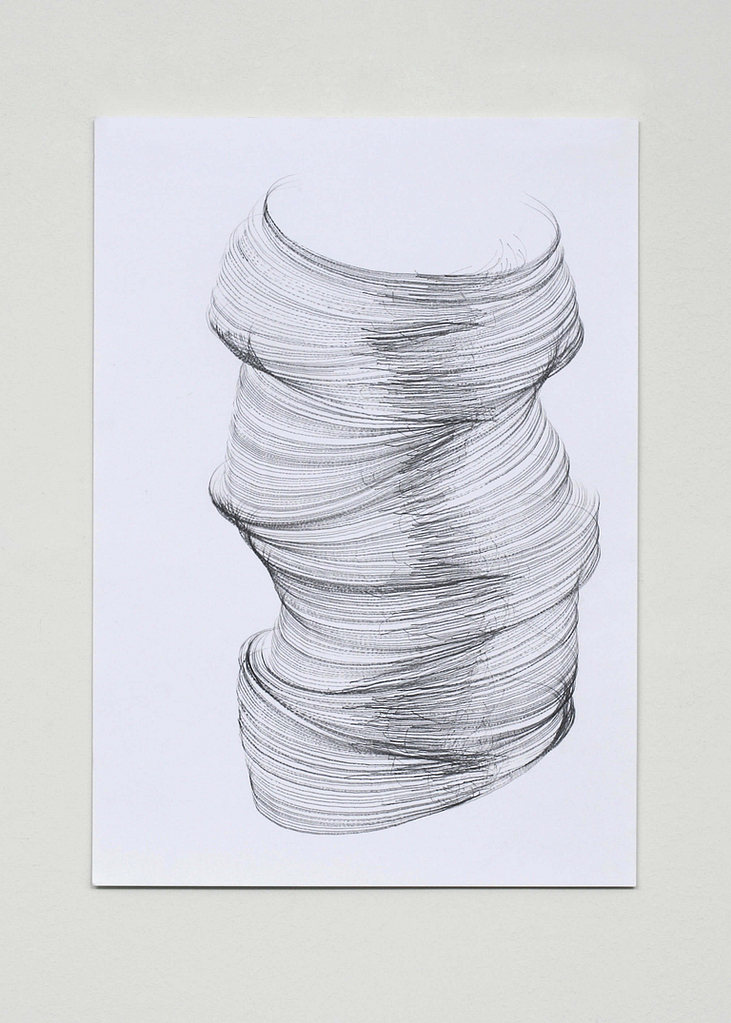 „Geneigt“, 2006, Bleistift auf Papier, 5-teilig, 42 x 29.7 cm, Blatt 1