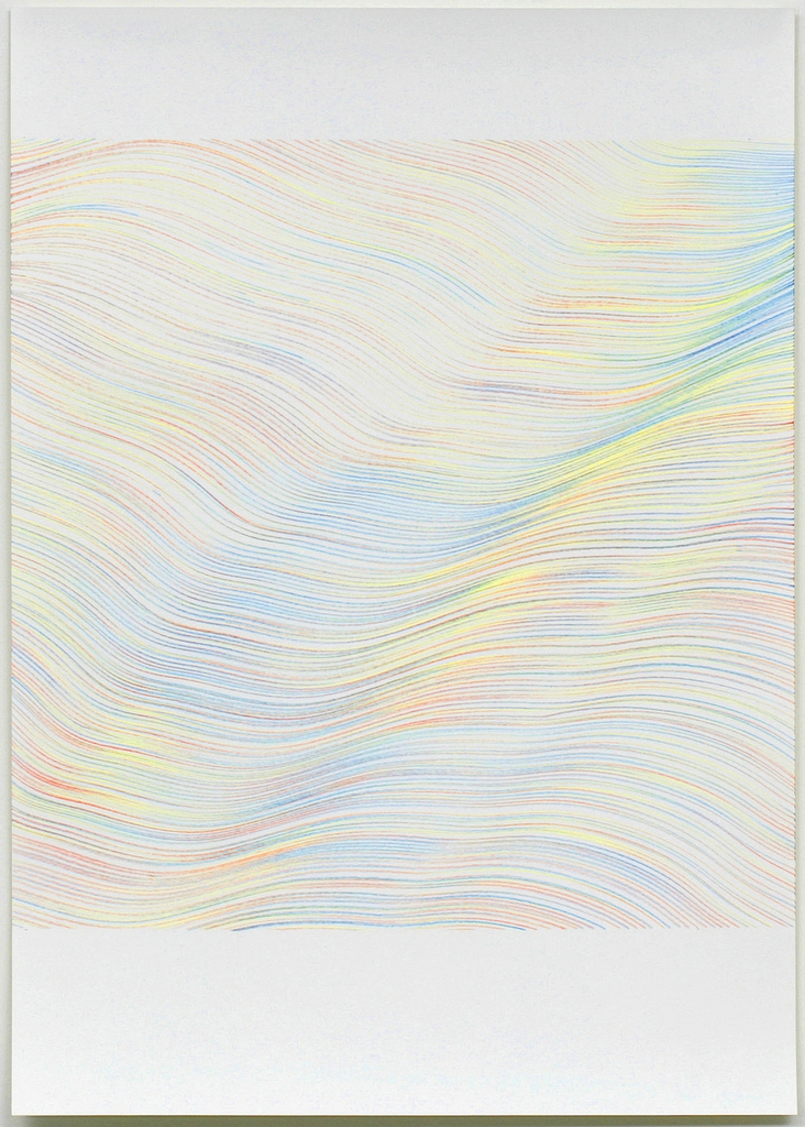 „Wellenmeer“, 2007, 7-teilig, Farbstift auf Papier, je 59.4 x 42 cm