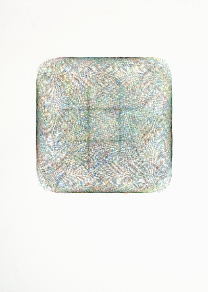 Aus der Werkgruppe „Überkreuz“ 2022, Farbstift auf Papier, 70 x 50 cm