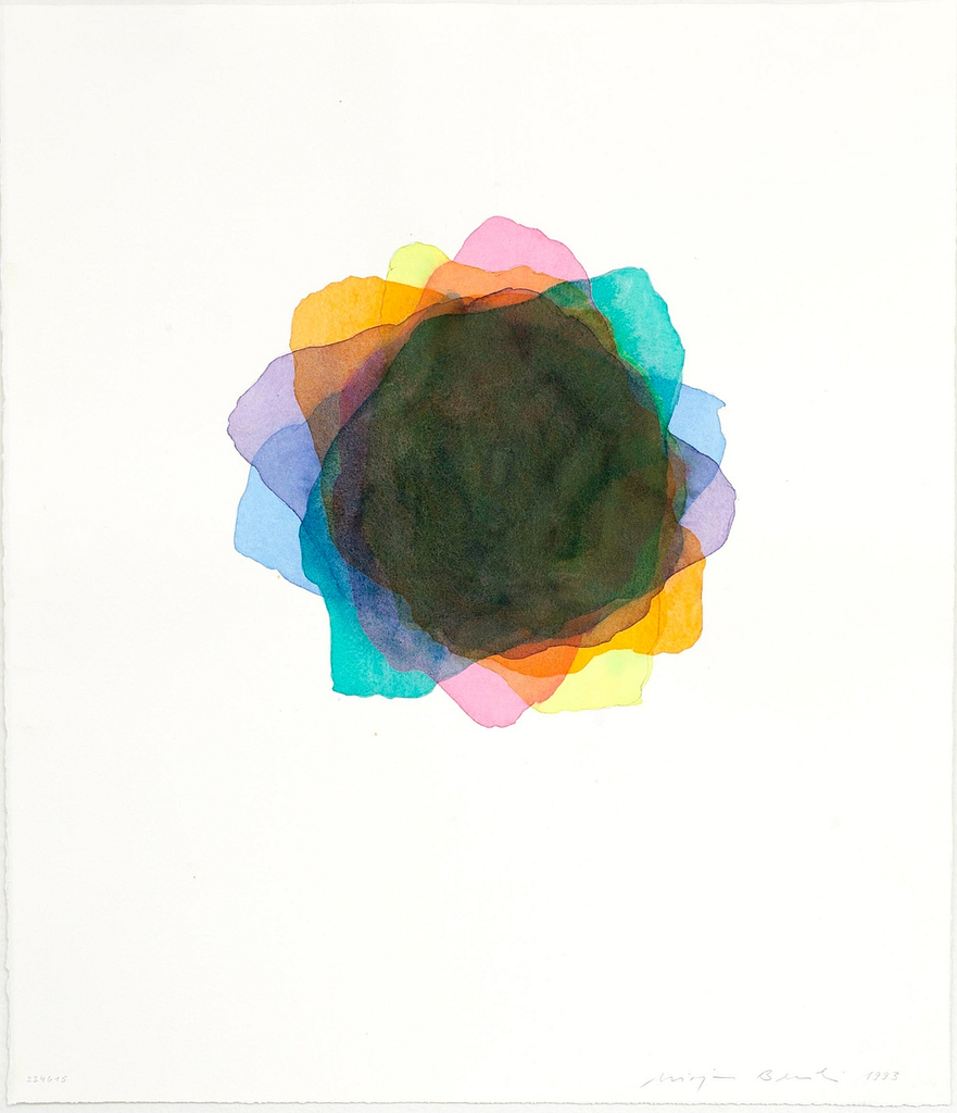 Aus der Werkgruppe „Leuchtende Steine“, 1993, Aquarell auf Büttenpapier, 49 x 42 cm