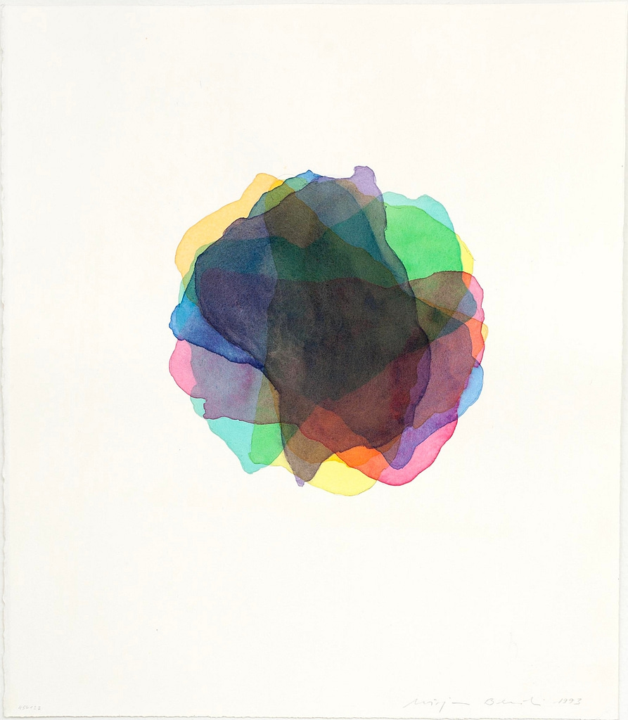 Aus der Werkgruppe „Leuchtende Steine“, 1993, Aquarell auf Büttenpapier, 49 x 42 cm