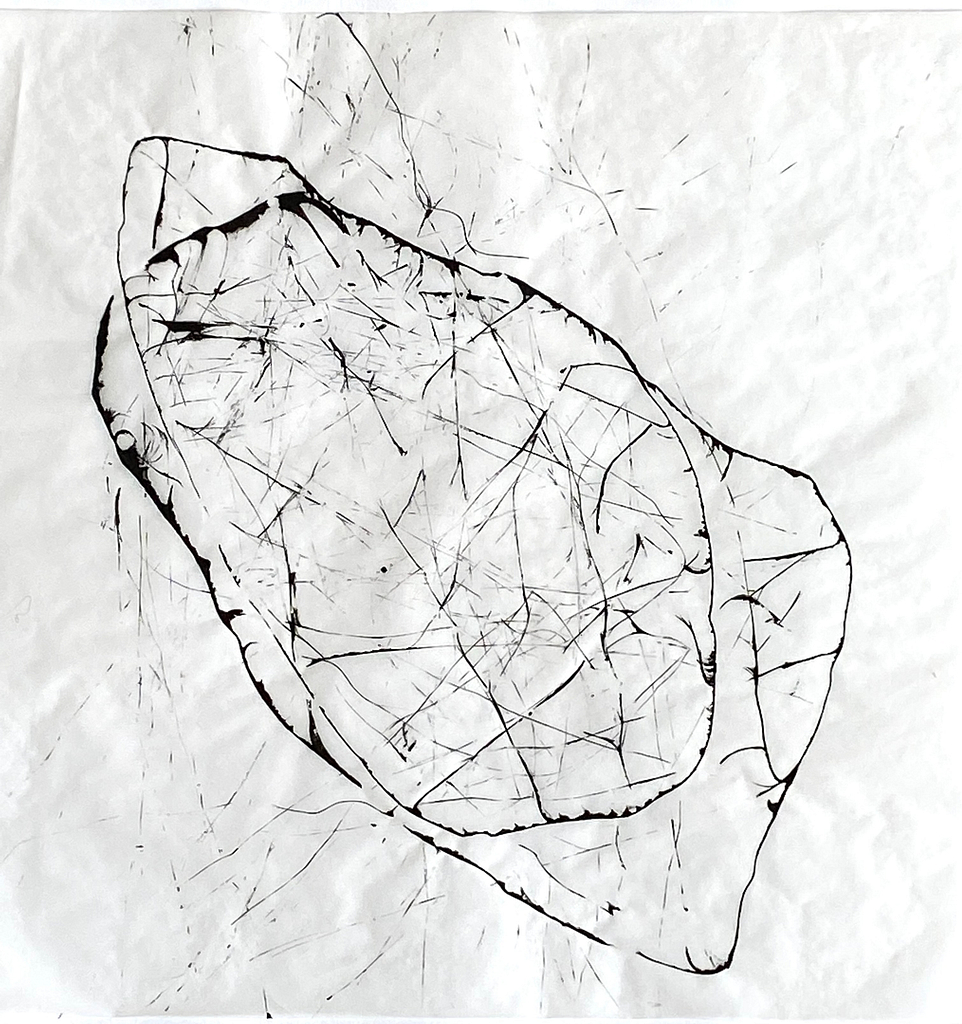 „Solo für ein Instrument“, 1991, Hommage an John Cage, Tusche auf Transparentpapier, 49-teilig, je 42 x 42 cm